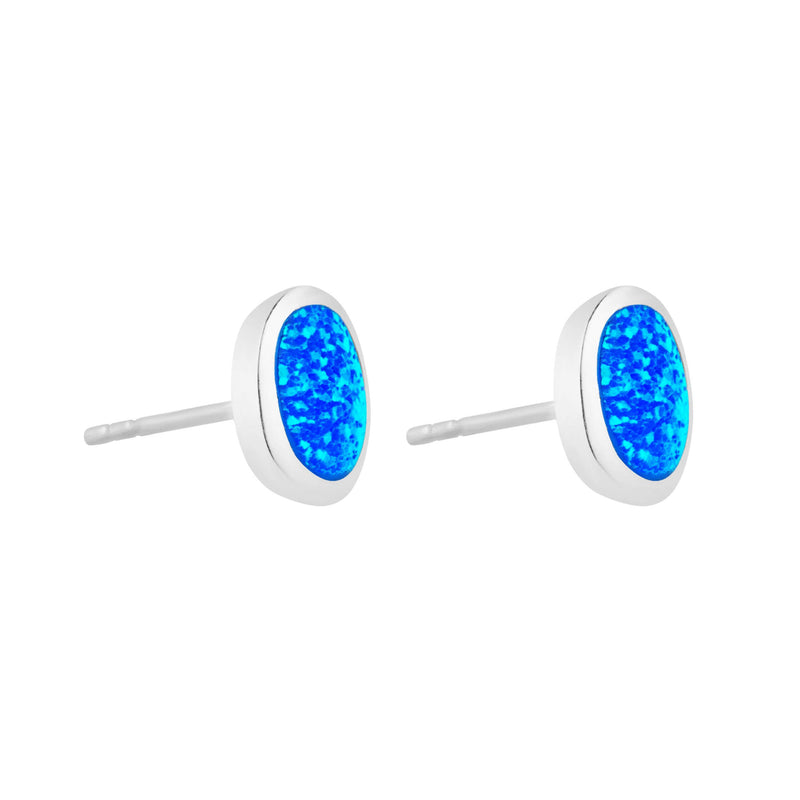 Oval Blue Opal Studs: Studs