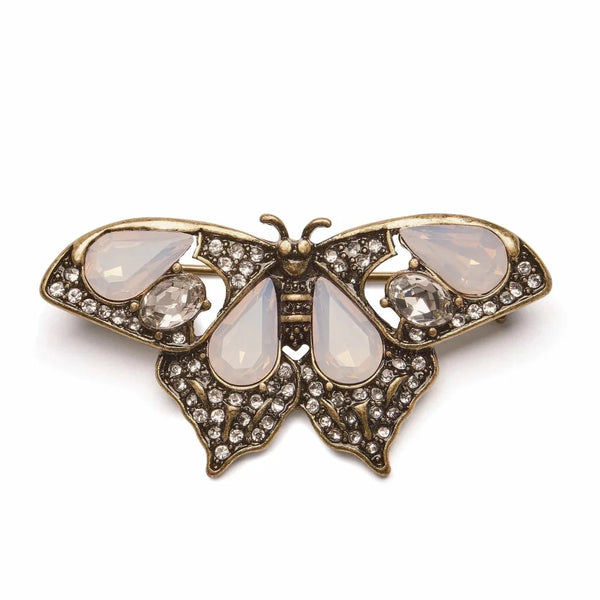 Butterfly Brooch Pin in Pacific Opal: Rose water opal / Brass 2