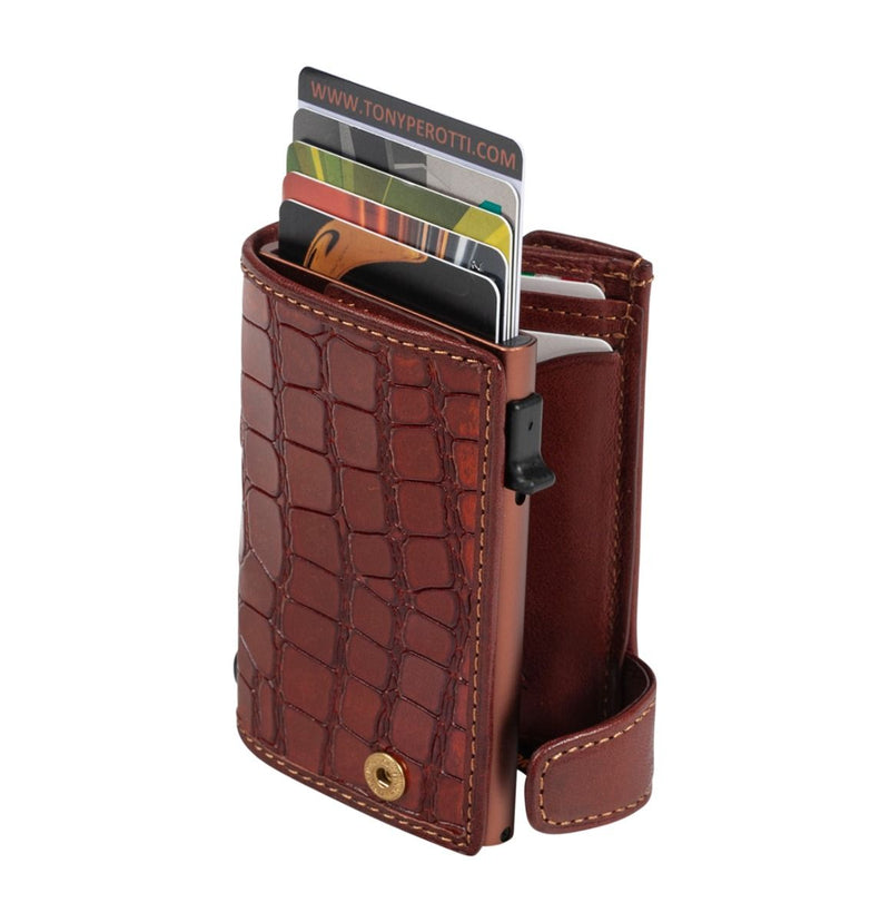 Furbo Croco RFID cardholder with change compartment - Cognac P1