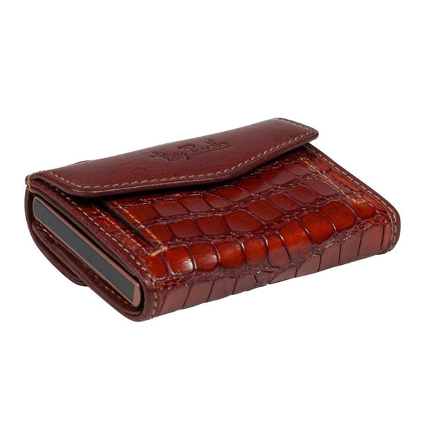 Furbo Croco RFID cardholder with change compartment - Cognac P3