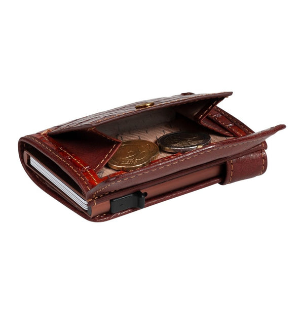 Furbo Croco RFID cardholder with change compartment - Cognac P4