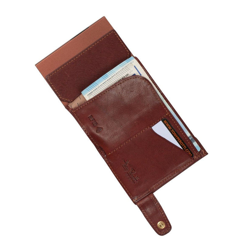 Furbo Croco RFID cardholder with change compartment - Cognac P5