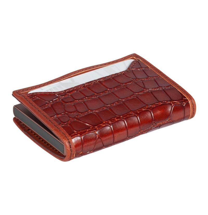 Furbo Croco RFID slim cardholder with outside pocket - Cognac P3