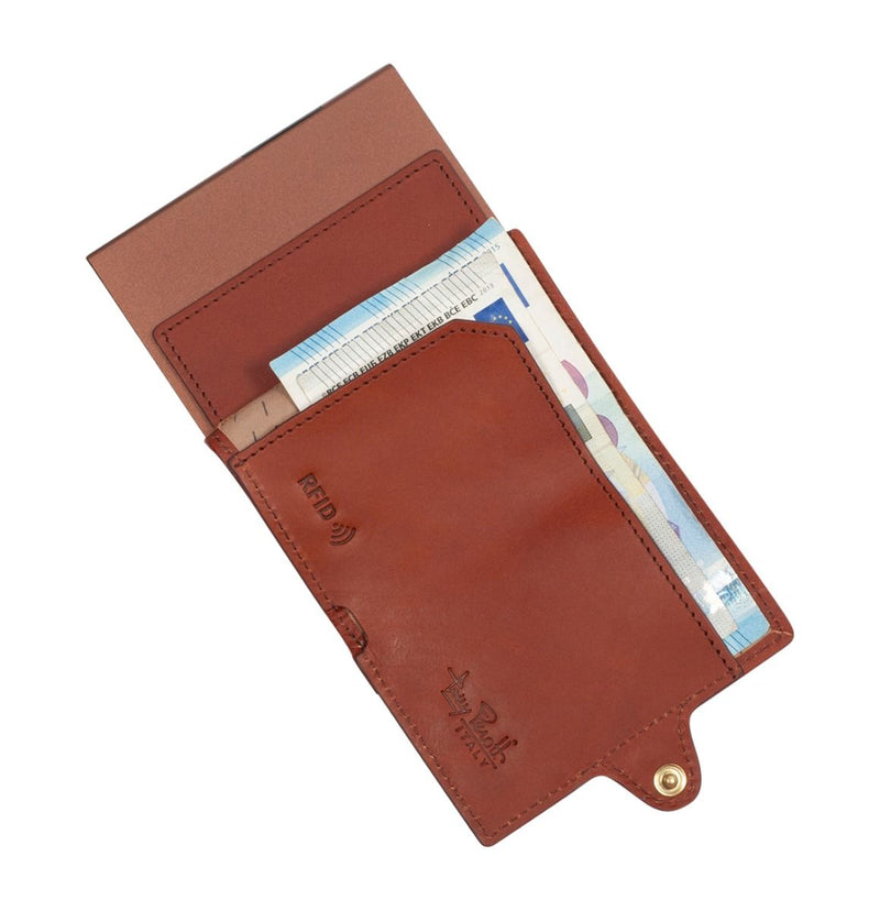 Furbo Croco RFID slim cardholder with outside pocket - Cognac P4