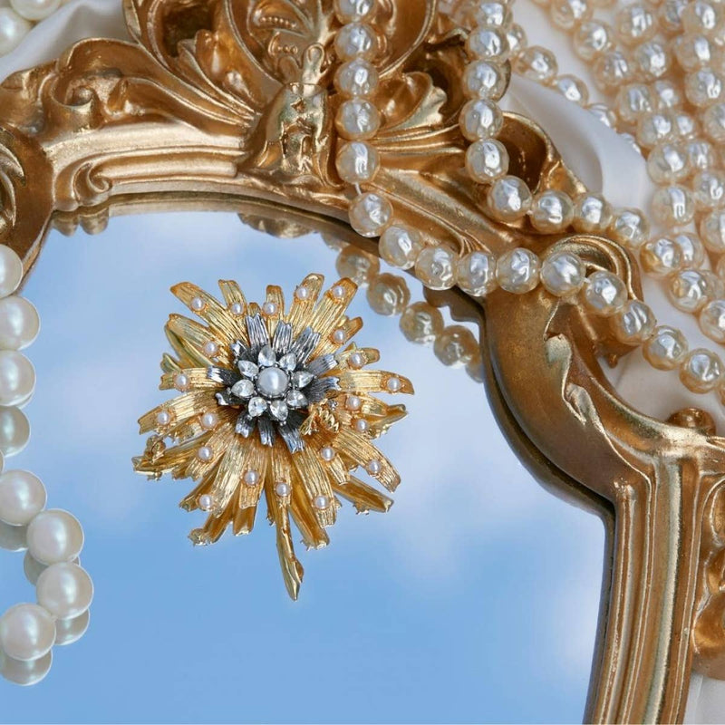 Queen Elizabeth Sunflower Brooch on Model on Display