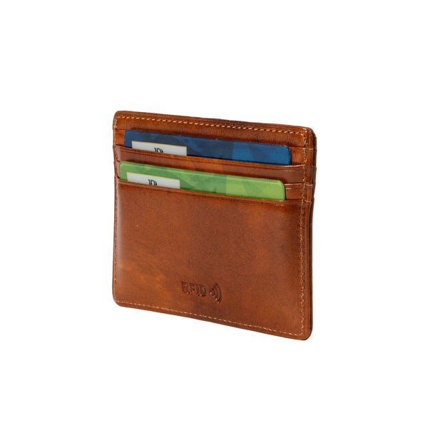 Tony Perotti Van Gogh Slim Leather Cardholder with Coin Pocket (Cognac)