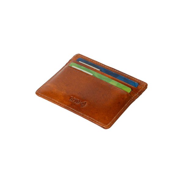 Tony Perotti Van Gogh Slim Leather Cardholder with Coin Pocket (Cognac)