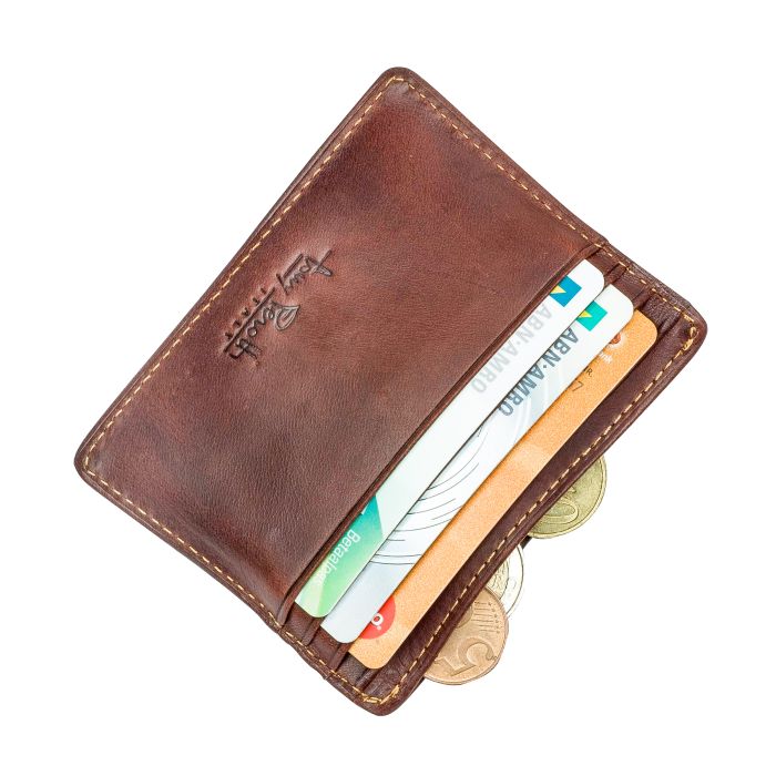 Tony Perotti Van Gogh Slim Leather Cardholder with Coin Pocket (Cognac)